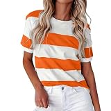 Damen Gestreifte Tshirt Halbarm Loose-Gestreift Shirt Streifen Kurzarm Rundhals- Schwarz Weiß Streifenshirt Große Größen Lässig Gestreiftes Shirt Sommer T Shirt Oberteile Fit T