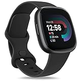 Oumida für Fitbit Versa 3 Armband/Fitbit Versa 4 Armband/Fitbit Sense 2 Armband Damen Herren, Weiches Sport Ersatz Armband Kompatibel mit Fitbit Versa 3/Versa 4/Fitbit Sense/Fitbit Sense 2(S,Schwarz)