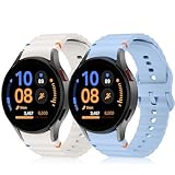 Hinnwer 20mm Armband Kompatibel mit Samsung Galaxy Watch FE/Galaxy Watch 7/6/5/4 40mm 44mm/Watch 6 Classic 43mm 47mm, 2 Stück Silikon Uhrenarmband für Galaxy Watch 5 Pro 45mm Sternenlicht Hell B