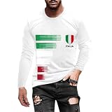 Duohropke Langarmshirt Herren Langarm Golf Shirt Fußball Italien Trikot Italienische Flagge Pullover Freizeit Basic Sweatshirt Atmungsaktiv Sportshirt Outdoor Sports T-Shirt O
