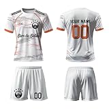 Bayern New Fußball Trikot Kinder Set,Personalisierte Trikot Set mit Eigenem Namen & Nummer, Fußball Geschenk Trikot für Kinder,Herren,Jungen,100% Polyester, Atmungsak