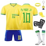Fußball Trikot Set Kinder, Nr.10 Fussball Trainingstrikot, Heim/Auswärts Trikot für Jungen, Fans Fußballtrikots, Fußball T-Shirt Shorts Socken Schienbeinschoner Bracelet Bandage für Kinder Jung