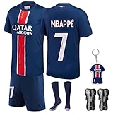Czzovos Fußballtrikot Set für Kinder, Nr.7 Fußball Trikot Herren Fussball, Fußballtrikot mit Socken und Knieschützer im S
