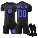 Generisch Barcelona 24/25/26 Personalisiert Fußball Trikot für Herren/Kinder, Benutzerdefiniert Fussball Trikot Hose Socken Sets DIY mit Eigenem Namen/N