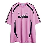 Aelfric Eden Herren Sommer Tshirt mit Aufdruck Vintage Casual Fußball Trikot Damen Oversized Soccer Jersey Shirt Rosa, M