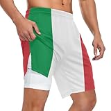 Trainingsshorts für Herren, lässige Passform, Innenfutter aus Milchseide, kein Tropfen, Aufbewahrung für Outdoor-Aktivitäten, Vektor-Flagge, Italien, genaue Maße, offizielles Produkt, M