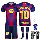 Neiclsy Nr.10 Kinder Fußball Trikots, Trikot Kinder, Fussball T-Shirt Shorts Socken, Schlüsselanhänger und Schienbeinschoner Set （Rot, Größe 26）