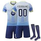 Personalisiert Fussball Trikot Kinder 2025/2026 Trikotset Home/Away Fußball Trikot DIY Name Nummer T-Shirt und Shorts Socken für Jungen/Erwachsene Fussball Geschenke Jung