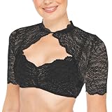 Modaworld Dirndlbluse Damen, Spitze Trachtenbluse Damen, Weiß Rundhals Kurzarm Elegant Dirndl Bluse Spitzenbluse für Oktoberfest, Stretch Halbarm Tracht B
