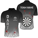 Outfitsuche Gradient Schwarz Grau Feuer Flamme Darts Polohemd für Herren & Damen - Individuelles Cooles Darts Trikot Leistungsstarkes Dart Trikot L1078