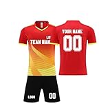 Generisch Fußball Trikots Shorts Set für Kinder/Erwachsene, Personalisiertes Football Trikot Kinders Erwachsene Fusstball Shorts&Trikots mit Deinem Namen & Nummer & Team Log