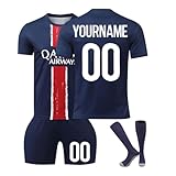 Generisch Paris Fußball Trikot Personalisiert mit Eigenem Namen Nummern für Kinder and Erwachsener, Hause/Auswärts Fussball Trikot Shorts Socken Sets Jungen Herren Trainingsanzug