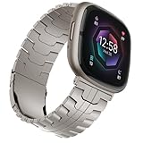 synsing Titanband kompatibel mit Fitbit Versa 4-Bändern und Sense 2-Armbändern, Titanmetall-Uhrenarmband-Ersatzarmbänder für Fitbit Versa 3 und 4 / Sense 2 und 1-Zubehö