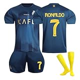 sinirttou Fussball Trikot Kinder Grün Set, Nr.7 Fußballtrikot für Kinder, Football Fußballtrikot Fussball Set für Junge und Mädchen, Größe 28 (Höhe:150-160 cm)
