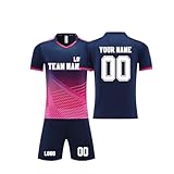 Generisch Fußball Trikots Shorts Set für Kinder/Erwachsene, Personalisiertes Football Trikot Kinders Erwachsene Fusstball Shorts&Trikots mit Deinem Namen & Nummer & Team Log