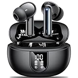 Bluetooth Kopfhörer AOVOCE Kopfhörer Kabellos Bluetooth in Ear 5.3 mit 4 ENC Noise Cancelling Mic LED Anzeige Hi-Fi Stereo Bass 40 std Spielzeit IPX6 Wasserdicht Ohrhörer Sport für iOS Android Schw