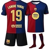IHIMI Yamal #19 Trikot Kinder Set mit Socken – Barca Heimstil 2024/25 – Trikot, Shorts & Stutzen – kompatibel mit Yamal-Fans – Größen 152