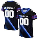 Personalisiertes American FootballTrikot Individuell Printed Team Name & Number Custom Football Jersey Sporttrikot für Herren Damen Jugend Unisex Schnelltrocknend Atmungsaktiv T-Shirts(#A 6)