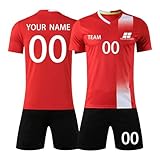 PULASSI Deutschland-Feier-Trikot,Personifizieren Fussball Trikot Kinder Erwachsene Hemd & Kurze Set mit GRATIS Nummer Name Team Logo Jungen Herren Fußball Trik