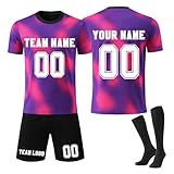 Generisch Individuelles Fußball Trikot Herren Football Spieltrikot Jersey Shorts Socken 3 Teilig Schnelltrocknend Trainingsanzug Personalise Name Number Logo Fußballtrikot Sportanzug 2