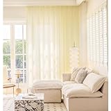 Leinenoptik Vorhänge, Weich Luftig Durchsichtig Gardinen Privatsphäre Sheer Voile Vorhang Halbtransparent Fensterschal für Schlafzimmer Wohnzimmer Balkontür, 1 Stück(BxH)(Yellow,300x270cm(118x106in))