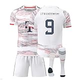 Bayern Trikot 9 Lewandowski Trikot 25/26 Auswärts,9 Lewandowski Trikot mit T-Shirt Shorts Socken für Kinder/Herren/Damen,Authentisch,Atmungsaktiver Stoff - Fan Must-Have!