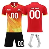 WSYZXXN Personalisiertes Fussball Trikots Trikot Set mit Hosen 2025 mit eigenem Namen Herren Damen Jungen Kinder Geschenke für Fans Fußball Trik