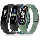 Vancle Armband für Xiaomi Mi Band 4 Armband/Xiaomi Mi Band 3 Armband/Xiaomi Mi Band 6 Armband/Xiaomi Mi Band 5 Armband,Nylon Verstellbares Ersatzarmbänder für Damen Herren(Schwarz/Grüner Pfeil/Grün)