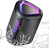 aowoka Bluetooth Lautsprecher mit Licht, 2025 Musikbox Tragbarer Box, Bluetooth 5.4, 30 St, Verbesserter Bass, IPX7 Wasserdicht, Outdoor Lautsprecher für Reisen, Sport, Party, R