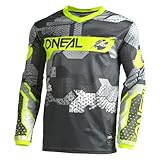 O'NEAL | Motocross-Shirt langarm | Kinder | MX MTB Mountainbike | Leichtes Material, ergonomischer Slim Fit Schnitt für perfekte Passform | Element Youth Jersey Camo V.22 | Grau Neon-Gelb | L