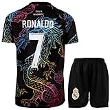 KISRAS Madrid Kinder Trikot #7 No Sonderdesign Limitierte Auflage Fußball Trikot Shorts Kinder und Jugend Größe(Mix,164)