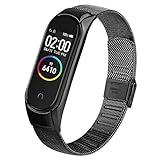 AK Armband Kompatibel Mit Xiaomi Mi Band 4/3 - Verstellbares Edelstahl Metall Ersatzarmband (Schwarz)