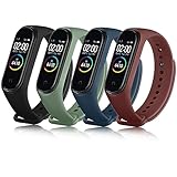 Vancle 4PACK Armbands für Xiaomi Mi Band 4 Armband Xiaomi Mi Band 3 Armband für Damen Herren,Silikon Sport Ersatzarmband Uhrenarmband für Mi Band 4/Mi Band 3(Schwarz/Tiefblau/Avocadogrün/Rot)