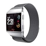 By Qubix - Kompatibel mit Fitbit Ionic Milanese Armband - Größe: Small - Schwarz - Kompatibles Fitbit Armband, Small, E
