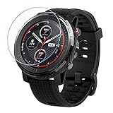 REY Pack 3X Bildschirmschutz aus gehärtetem Glas für XIAOMI AMAZFIT Stratos 3, Schutzfolie, Displayschutzfolie 9H+ Härte, Anti-Kratzen-Öl-B