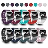 AIUNIT Kompatibel mit Fit Bit Ionic Bändern für Männer und Frauen, groß mit silberner Schnalle, Ersatzband, Sportzubehör, Armband für Fit Bit Ionic Smart W