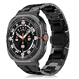 MaEiol Edelstahl Metall Armband Kompatibel mit Samsung Galaxy Watch Ultra, Iron Man Premium Metall Ersatzarmband Armbänder für Herren Damen, Armband Kompatibel mit Samsung Galaxy Watch Ultra, Schw