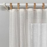 MYSKY HOME Vorhang Leinenoptik Gardinen mit Schlaufen Gardine Boho Wohnzimmer Modern Vorhänge Kurz Boho Natürlicher Stil 2er Set H 160 x B 140 cm Geeignet für Kinderzimmer und Schlafzimmer, Beig