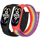 Tiptops Nylon Armbänder Kompatibel für Xiaomi Mi Band 7 6 5(NFC) 4 3 Band/Amazfit Band 5 Band, Atmungsaktiv Bequem Geflochten Verstellbar Nylon Sport Solo Loop Ersatz Armband für Mi Band 7
