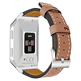 AISPORTS Kompatibel mit Fitbit Ionic Armband für Herren, Fitbit Ionic Strap Leder, Weiches Atmungsaktives Ersatzarmband mit Klassischem Metall Schnallenverschluss Armband für Fitbit Ionic Smartw