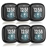 AK Hülle für Fitbit Versa 3/Fitbit Sense Schutzhülle Schutzfolie [6 Stück], Weich TPU Vollständige Abdeckung Ersatzhülle kompatibel mit Fitbit Sense/Fitbit Versa 3 Smartwatch Zubehör Display