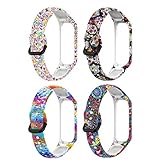 4 Stück Armband Kompatibel mit Samsung Galaxy Fit 2 Armband Ersatzarmband für Samsung Galaxy Fit 2 Fitness Tracker Silikon Weich Bunt Bedrucktes Musterband mit Metallschnalle Zubehör (4-B Farbe)