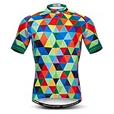 Radtrikot Herren Kurzarm Kariertes Fahrradtrikot für Männer Rennrad Trikot Sommer Fahrrad Shirt Buntes Mountainbike Radfahren Trikot Atmungsaktive Radsport Bekleidung CD8