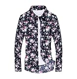 Langarmhemd Herren Klassisch Vintage Trend Druck Shirt Regular Fit Leichte Mode Casual Knopfleiste Hemd AA-05 5XL
