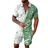 Generisch Trainingsanzug Herren Sommer Sportanzug Oberteile Shorts Hawaii Kostüm Stretch Atmungsaktiv Set Fitness Gym Regular Workout Sport S