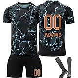 Personalisierte Fußball Trikot für Kinder 24/25Junge Hause/Auswärts Fußball-Trainingsset,Individuell gestaltete Trikots mit Namen & Nummer mit T-Shirt Shorts und Socken Fußballgeschenke für M