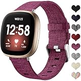 Ouwegaga Stoff Armband Kompatibel mit Fitbit Versa 3/Fitbit Sense 1/2 Armband, Atmungsaktiv Nylon Woven Ersatz Armband Kompatibel mit Fitbit Sense/Versa 3 für Damen Männer, Klein F