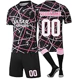 Generisch Paris 25/26 Fußballtrikot Personalisiert mit Eigenem Namen/Nummer, Benutzerdefiniert Fussball Trikot Shorts Socken Set Trainingsanzug für Kinder/Erw