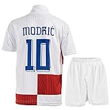 Hawkara Kroatien #10 Modric Heim Kinder Trikot mit Kurz, Fußball Trikot Set Neue Season Jugendgrößen (Rot/Weiß,140)