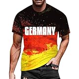 Deutschland Flagge Germany Fußball Trikot Deutschland T-Shirt Fanartikel T-Shirts für Herren Kurzarm Rundhals Sommer Retro Trikot Germany Tshirt Herren EM 2024 T